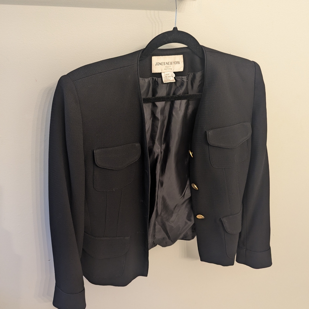 Jones New York Black Jacket with Gold Accents